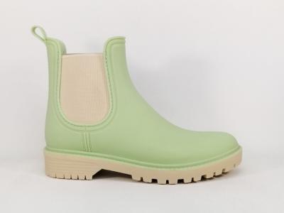 Bottines de pluie femme originales vert anis destockage MORAN'S xadette pas cher
