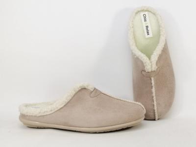Chaussons mules fourres femme CHIC & RELAX rabizo ecru confortable et de qualit