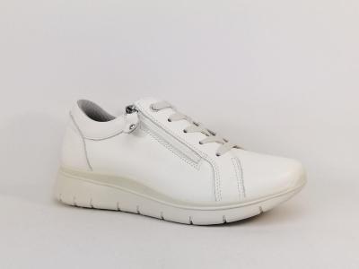 Basket blanche femme cuir souple confortable chic fermeture clair et lacets destockage IMAC 756277