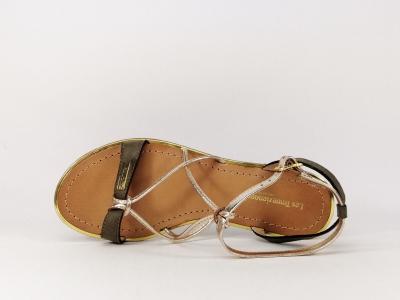 Sandale en cuir kaki or destockage TROPEZIENNES Hironbuc pour femme