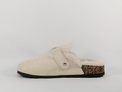 Sabot fourré femme beige chaud et tendance à pas cher CHIC SHOES R116