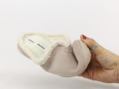 Chaussons mules fourrées femme CHIC & RELAX rabizo ecru confortable et de qualité