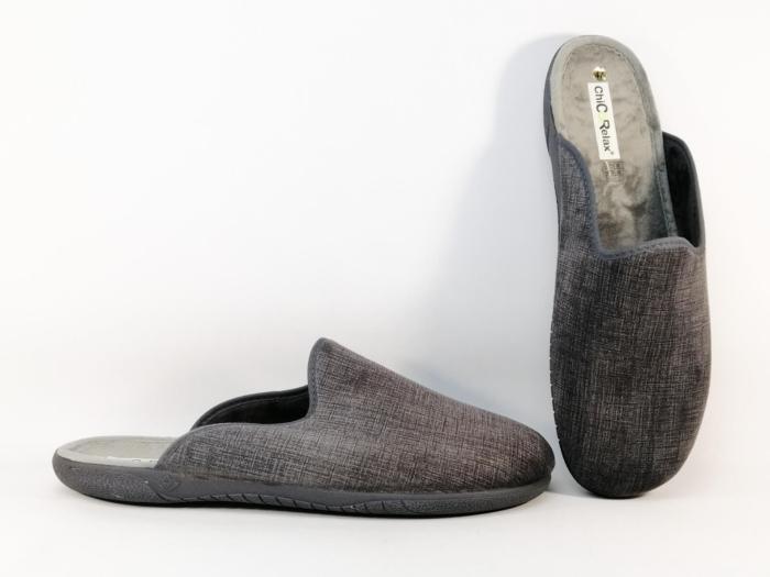 Chausson homme grande taille mule velours gris CHIC & RELAX avesto