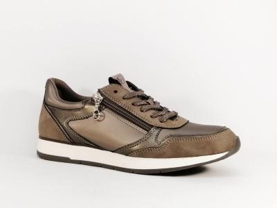 Basket femme TAMARIS 23603 taupe  pas cher tendance et confortable vegan chic