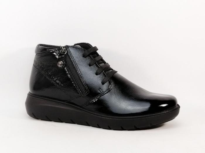 Chaussures confort femme pieds sensibles et larges cuir souple noir vernis destockage IMAC 455860