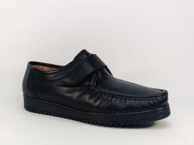 Chaussures grand confort tout cuir noir  velcro ORLAND 201 homme