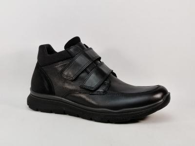 Chaussures montantes homme à scratch confort cuir noir souple destockage IMAC ARA 653905