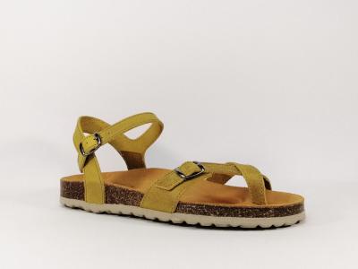 Sandale femme ARTPELLE 16062 tout cuir jaune fabrique en Espagne