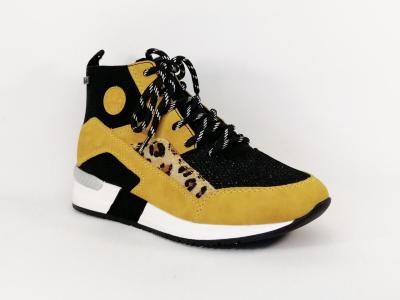 Sneakers jaune femme originale destockage RIEKER N7610  pas cher