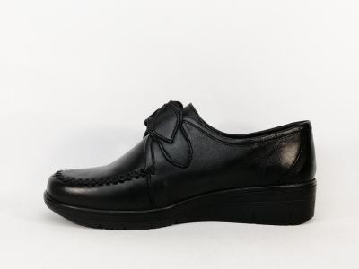 Chaussures confort femme pieds sensibles à scratch cuir noir souple AYOKA dalma