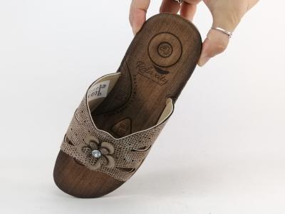 Mule compensée femme à pas cher RELAXITY Maddox taupe semelle anatomique
