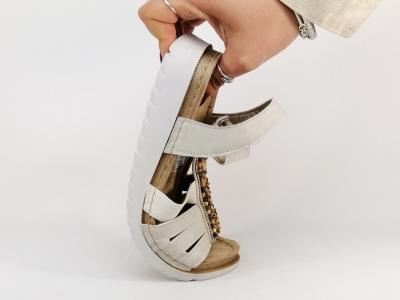 Sandale élastique femme chic confortable semelle cuir souple MORAN'S akora à pas cher beige
