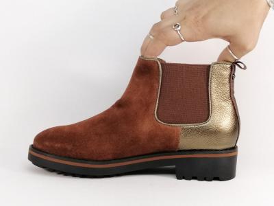 Bottine chelsea femme cuir terracotta en destockage KARSTON onkix à pas cher