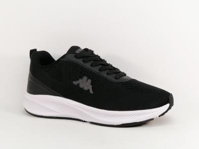 Basket homme toile noire tendance et souple destockage KAPPA logo lyal  pas cher