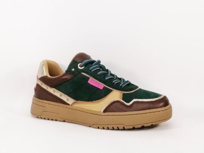 Sneakers femme tendance cuir vert original et confortable destockage CARMELA 161810 à pas cher
