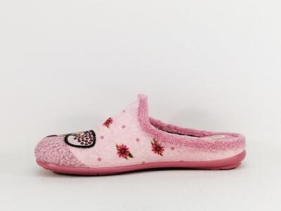 Chausson mule femme motif papillon original et confortable CHIC & RELAX rapillon rose velours