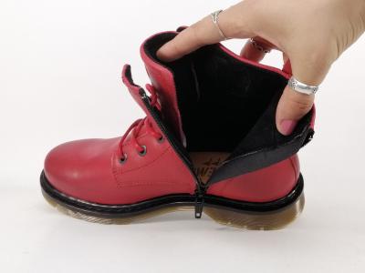 Bottines femme cuir rouge souple et confortable destockage COTEMER cedano à pas cher lacets zip