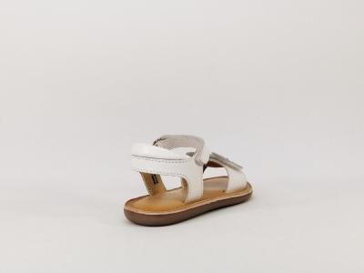 Sandale cuir blanc à velcro destockage MOD8 Cloonie pour fille