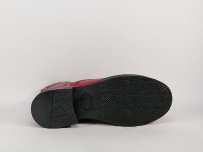 Bottine femme tout cuir souple rouge fleuris confortable ORLAND 25117 Fabrication Portugal