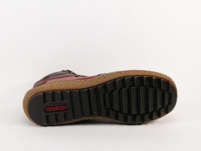 Chaussure montante femme confortable et souple RIEKER L7500 rouge double zip et lacets