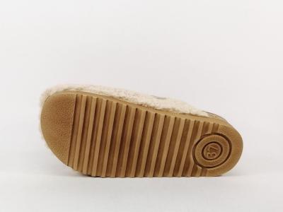 Sabot femme cuir confort et original aspect laine MORAN'S melon