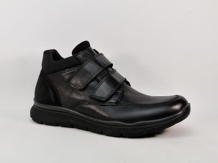 Chaussures montantes homme à scratch confort cuir noir souple destockage IMAC ARA 653905