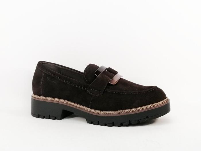 Mocassin femme élégant cuir marron mocca chic et confortable TAMARIS 24722
