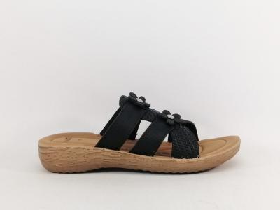Mule compensée femme pas cher RELAXITY marilo noir fleurs