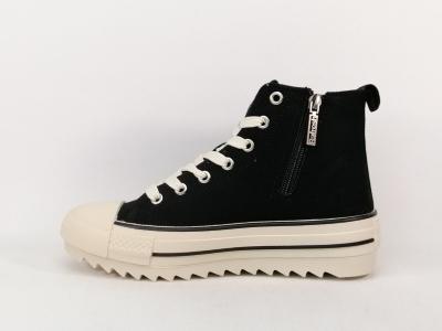 Basket montante femme toile noire destockage REFRESH 172200 confortable tendance