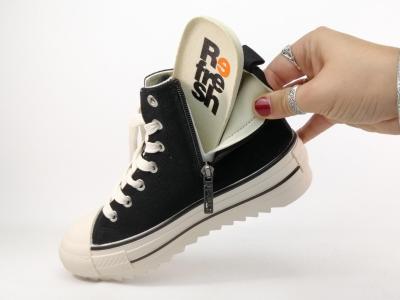 Basket montante femme toile noire destockage REFRESH 172200 confortable tendance