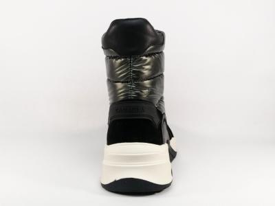 Boots femme tendance zip devant chic et confortable destockage CARMELA 160363 kaki et noir