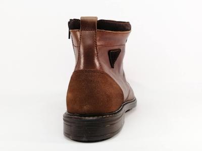 Bottine homme cuir camel de qualité souple et confortable avec fermeture éclair ORLAND 24146