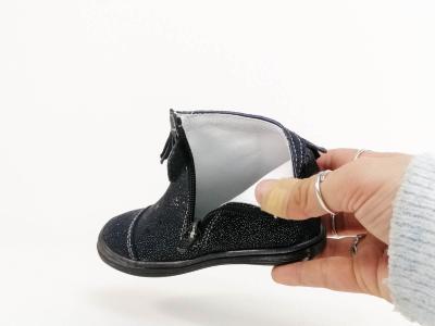 Bottine fille bébé cuir souple marine destockage BELLAMY vue fabrication FRANCE
