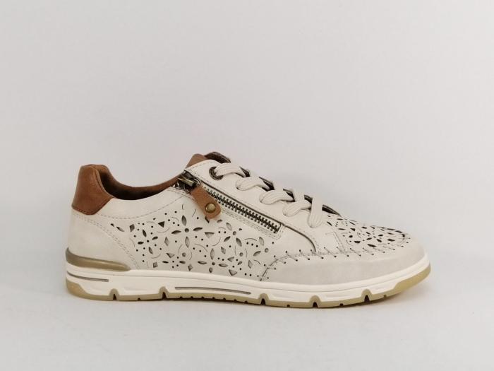 Basket femme chic confortable beige ROMIKA 95R0152001 souple fermeture éclair et lacets
