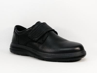 Chaussure homme pieds larges grand confort cuir noir  velcro destockage IMAC 251622 - 451249