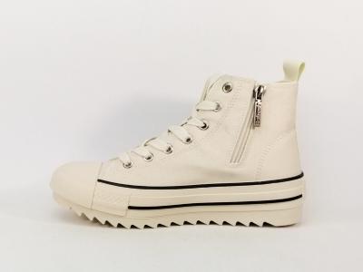 Basket montante femme toile beige destockage REFRESH 172200 confortable et tendance