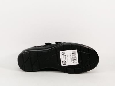 Basket femme confortable à velcro noir vernis SWEET'R doxino pieds larges