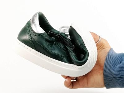 Basket femme cuir souple vert confortable à pas cher destockage COTEMER elkena cuir plissé effet vieilli