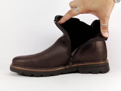 Boots homme cuir marron de qualité avec fermeture éclair ORLAND 24128 chelsea confortable et souple