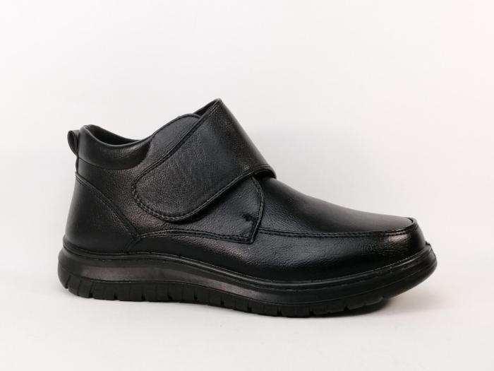 Chaussures montantes homme pas cher confortables noires à scratch SWEET'R gusteau pieds larges