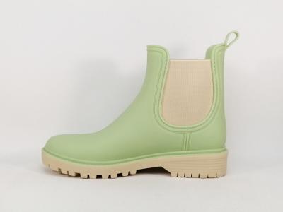 Bottines de pluie femme originales vert anis destockage MORAN'S xadette pas cher