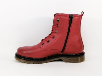 Bottines femme cuir rouge souple et confortable destockage COTEMER cedano à pas cher lacets zip