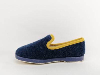 Chausson charentaise fourrée en pure laine bleu jean mixte homme femme SOCA 2520