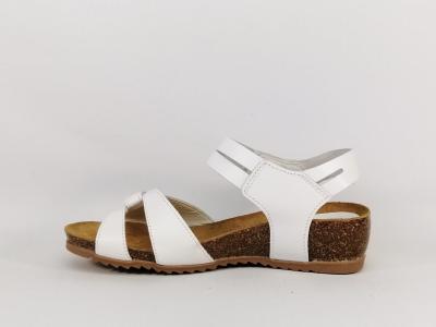 Sandale blanche femme cuir confort chic JORDANA 2942 fabrication Espagne à velcro