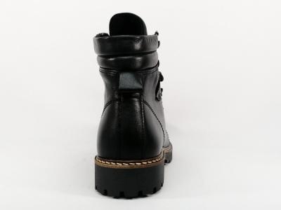 Boots noire femme semelle crantée confortable cuir MORAN'S salexis à lacets
