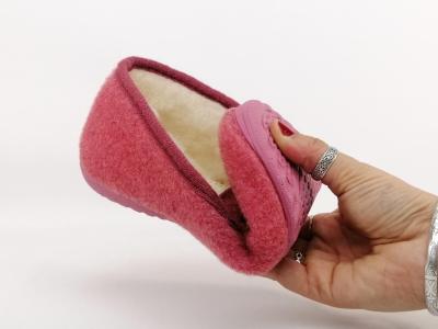 Chaussons chauds femme fourrés pure laine SOCA 0340 fresa rose souple
